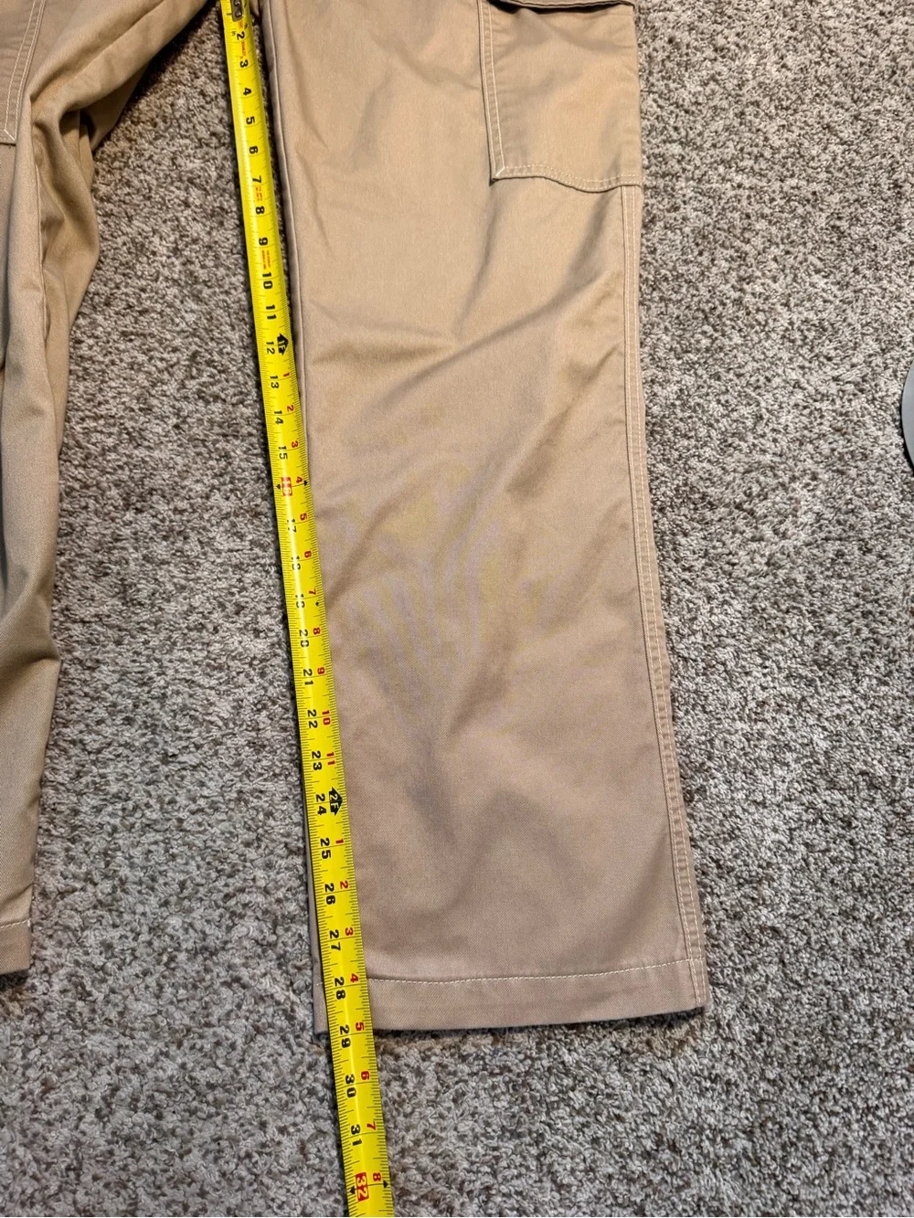 True Religion Men's Khaki Cargo Pants with Flap Pockets - 33